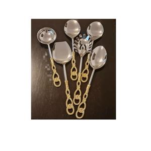 ชุดมีดสลัดสแตนเลสสตีลและทองเหลืองมีเอกลักษณ์6ชิ้นสำหรับบ้านและโรงแรม - Product Image 1