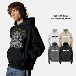 เสื้อฮู้ดดี้ทรงบ็อกซี่ผ้าฝ้ายสำหรับฤดูหนาว แบบไม่มีเชือกผูก คอตตอน ยูนิเซ็กซ์ พิมพ์ลาย DTG  ขายส่งแบบ OEM ODM - Product Image 1