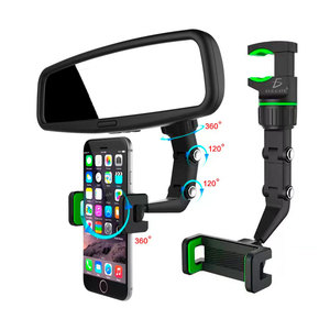 Supporto per cellulare da auto con montaggio a specchietto retrovisore a 360°, clip in plastica ABS, combinazione magnetica per GPS e posizionamento sul cruscotto. - Product Image 1