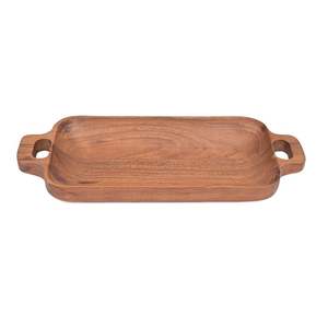 Añadiendo cada servicio Bandeja de madera rectangular de alta calidad para servir comida Desayuno Postre Bandeja de madera de acacia con metal - Product Image 6