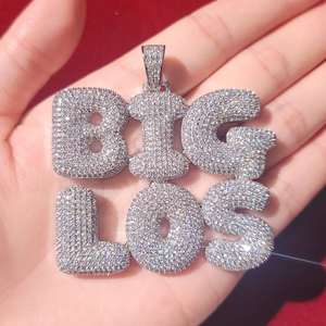Collar con Colgante de Letras con Incrustaciones de Diamantes, Collar con Nombre Personalizado, Plata 925 con Colgantes y Dijes de Joyería Fina Hip Hop, Diamante Moissanita - Product Image 5