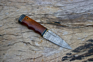 Handmade Luxurious Damascus Sgian Dubh Knife High-Polish Finish Right-Handed Wooden Fixed Hunting Outdoor Utility <b>Leather</b> Sheath - Product Image 3