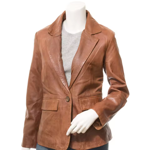 Veste en cuir unie respirante tendance pour femmes pour l'automne Imperméable Écologique Manches longues Prix raisonnable - Product Image 1
