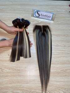 Venta Caliente de Cabello Humano Brasileño Virgen Natural Negro Rubio de Alta Resistencia, Grado Remy, Longitud de 8 a 30 Pulgadas, Trama Doble a Máquina - Product Image 3