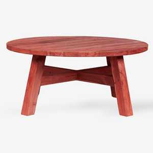 Minimalist Red Wood Artisan Coffee <b>Table</b> Unique Living Room Centerpiece Home Furniture - Product Image 6