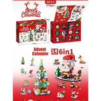 Calendrier de l'Avent 6-en-1 : Mini Briques Modèles, Calendrier de Compte à Rebours de Noël, Boîte Mystère, Ensemble de Blocs de Construction, Cadeaux et Petits Articles pour le Chaussette de Noël
