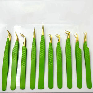 Pinzas de pestañas de volumen profesional de rejilla dorada Pinzas de pestañas de injerto para pestañas - Product Image 5