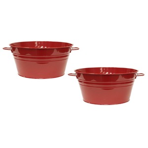 Tinas de almacenamiento de metal azul y rojo coloridas con asas perfectas para jardineras y soluciones de almacenamiento contenedores duraderos para el hogar - Product Image 3