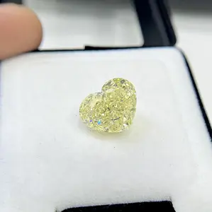 Anillo de compromiso de diamantes naturales con corte de corazón de 10,88 quilates, anillo de compromiso de diamantes con certificado GIA de color amarillo claro elegante