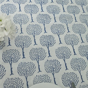 Mantel Redondo Estampado a Mano con Diseño de Árbol Azul, Cubierta de Algodón con Patrón Floral para Fiestas, Bodas, Cenas, Personalizable - Product Image 5