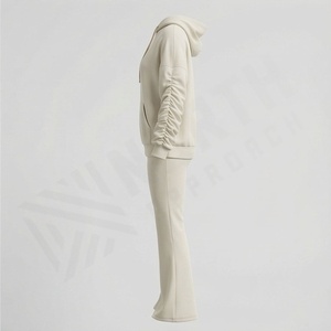 Conjunto Deportivo Casual de 2 Piezas de Felpa Francesa para Mujer, Top de Manga Larga y Pantalones Acampanados a Juego, Conjunto Deportivo de Otoño - Product Image 3