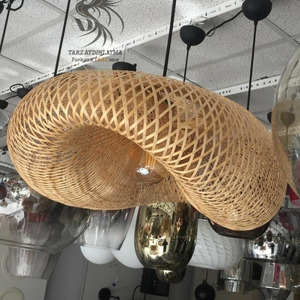 โคมไฟระย้าหวายทำจากไม้ไผ่ที่ยั่งยืนและทำด้วยมือที่ดีที่สุดที่ทันสมัยที่คลุมโคมไฟเพดานสำหรับบ้านราคาถูกและเป็นมิตรกับสิ่งแวดล้อม - Product Image 1