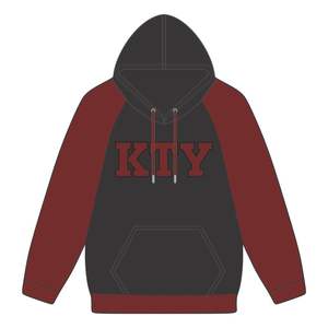 KAP Black Pullover <b>Hoodie</b> Maroon Raglan Sleeves Cotton Blend Greek Fraternity Apparel Custom Divine Nine HBCU Greek Streetwear - Product Image 2