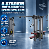 Machine de musculation multi-stations BN Commercial 5 avec système de câbles croisés et pile de poids pour centre de fitness, entraînement complet du corps