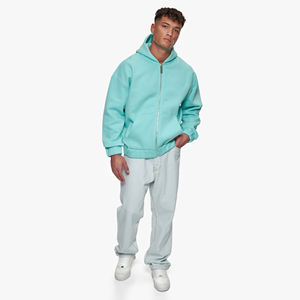 Fabricantes de alta calidad de lujo Zip Men Boxy Hoodie 500gsm French Terry Oversized Drop-Shoulder bordado Pocket Winter - Product Image 5