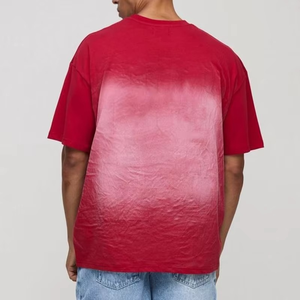 Camiseta lavada con ácido pesado de algodón con estampado de logotipo personalizado, ropa de calle Vintage de alta calidad, camiseta con patrón sólido - Product Image 5