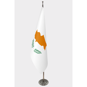 Bandera Oficial de Chipre para Interiores con Logotipo Personalizado, Asta de Metal, Gráficos de Seda, Algodón y Poliéster, Impresión Digital Personalizable para Exhibición - Product Image 1