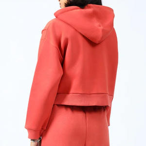 Personalizable 100% algodón cuello alto cremallera Crop-Top Sudadera con capucha suave transpirable invierno corto sudaderas con capucha para mujer - Product Image 3