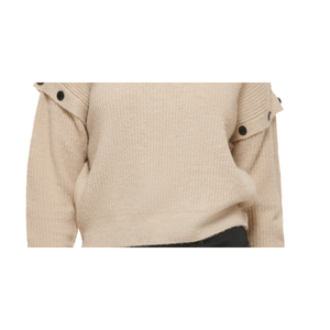 Maglione da donna DKNY beige taglia XL con spalle scese, maniche lunghe, traspirante e caldo, stile coreano con logo frontale, per l'autunno - Product Image 3