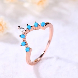 เครื่องประดับที่ดีแหวนทอง14K แสนสวยเจ้าหญิงนิทราอาริโซน่าเทอร์ควอยซ์หรูหราดีไซน์ใหม่แหวนประดับเพชร - Product Image 3