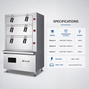 ตู้นึ่งอาหารทะเลแบบเหนี่ยวนำสามชั้นเชิงพาณิชย์ 20kW 25kW 30kW สำหรับโรงแรม ร้านอาหาร และธุรกิจจัดเลี้ยง - Product Image 2