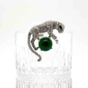 Broche léopard luxueuse avec diamant élégant en argent sterling 925 Broche unique pour femme Leb Grown Diamond Accessoire à la mode - Product Image 6