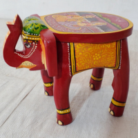 Taburete de elefante de madera hecho a mano con mesa de decoración multiusos tradicional para el hogar, regalo único, consola con incrustaciones de hueso hechas a mano