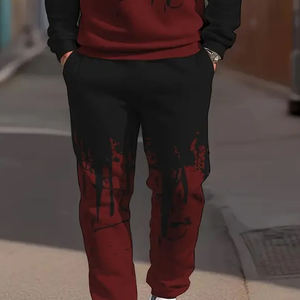 Conjunto de moda deportiva de dos piezas para hombre: Sudadera de cuello redondo y pantalones deportivos sólidos para uso informal de primavera Otoño Invierno - Product Image 6