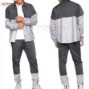 Traje cortavientos activo al aire libre para hombres con cintura elástica y dobladillo ajustable Traje cortavientos ajustado - Product Image 1