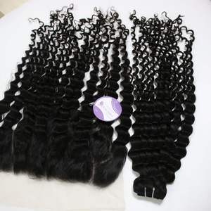 ที่ดีที่สุดขายเวียดนามเวอร์จินมนุษย์ผมหน้าผาก13X6และมัดผมหยักลึกสำหรับเต็มหัวราคาขายส่ง - Product Image 3