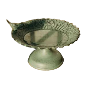 Metal Bird Bath Stake with Green Patina <b>for</b> <b>Outdoor</b> Garden or Yard Use Ornamental Feature <b>for</b> Lawn Care - Product Image 2