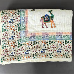Couverture en coton artisanale de Jaipur, réversible, literie d'hiver - Product Image 1