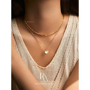 สร้อยคอชอคเกอร์แบบโซ่บางกันน้ำ สีทอง ไม่ลอก ไม่ดำ ลายก้างปลา สไตล์มินิมอล ของขวัญสำหรับเธอ รูปทรง/ลวดลายตัวเลข - Product Image 1