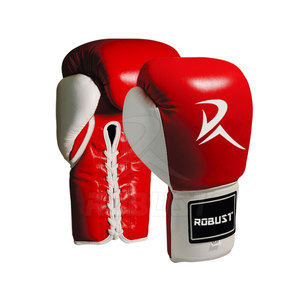 Gants de boxe en cuir PVC authentiques OEM à lacets pour l'entraînement au Muay Thai, respirants, absorbant l'humidité, à doigts complets - Product Image 2