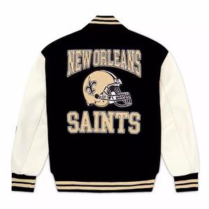 Chaqueta Bomber de Lana para Hombre, Estilo Béisbol, con Cuello Alto, Parches de Chenilla y Mangas de Cuero Personalizadas, Ecológica, para Invierno - Product Image 2