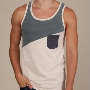 เสื้อแขนกุดแห้งเร็วสำหรับผู้ชายสำหรับฤดูร้อนเสื้อกล้ามเล่นกีฬามีกระเป๋าด้านหน้าขนาดเล็กและทรงสี่เหลี่ยม - Product Image 1