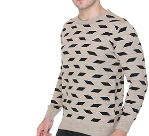 Pull-over tendance pour hommes, tricot patchwork avec logo personnalisé, pull d'hiver en tricot à manches longues et col rond avec motif doublé - Product Image 2