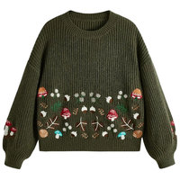 Nouveauté, pull décontracté pour femme en coton/laine, broderie tissée, couleur personnalisée, logo sur le devant, manches longues, pour vente en ligne
