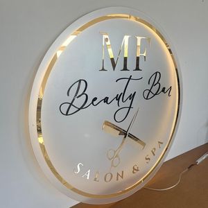 Letrero de <span class=keywords><strong>Acrílico</strong></span> Redondo Personalizado con Retroiluminación <span class=keywords><strong>para</strong></span> Decoración de Salón, Letrero Comercial de <span class=keywords><strong>Acrílico</strong></span> Personalizado - Product Image 6