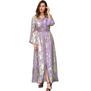 Vintage 2023 Dubai Arabic Gowns Abaya <b>Kaftan</b> Marocain Middle East Muslim Women Long Sleeves Printed Dress Embroidered Silk - Product Image 1