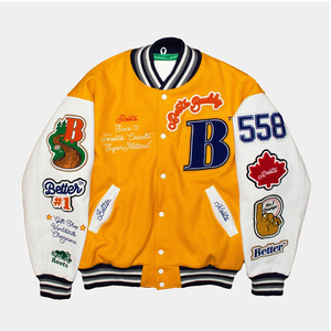 Fabricant de haute qualité pour hommes Broderie sur toile Col montant écologique Bomber de baseball personnalisé Veste universitaire Letterman - Product Image 1