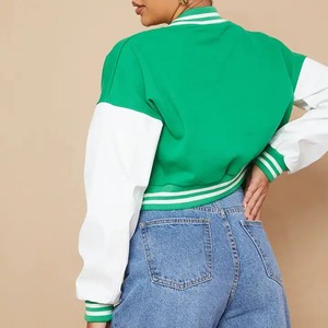 Chaqueta universitaria personalizada para mujer, chaqueta bordada de manga larga, Top corto de talla grande, ropa universitaria personalizada para mujer, tela teñida de punto - Product Image 2