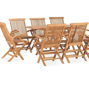 Ensemble de salle à manger extérieure pliante en teck bon marché meubles de jardin pliables ensemble de salle à manger en bois table de patio pour 8 chaises avec accoudoirs - Product Image 1