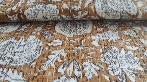 Edredón Kantha Tan Kantha Block Print Indian Home and Hotel Use Colcha de invierno Tamaño Queen y King - Product Image 6