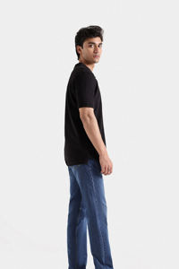 Camiseta Polo de punto informal de manga corta Camiseta Polo de ajuste clásico Camisetas de verano Ajuste estándar Camiseta Lisa para hombre Negro - Product Image 3