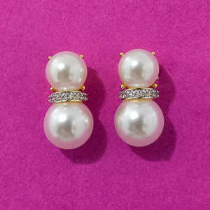 Mayoristas de joyería artificial en la India Zirconia cúbica pendiente clásico con rodio 2 tonos chapado - Product Image 3