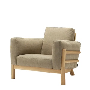 Canapé de jardin moderne haut de gamme 1 place résistant aux intempéries avec structure en teck massif et coussin pour usage intérieur/extérieur Hôtel - Product Image 1