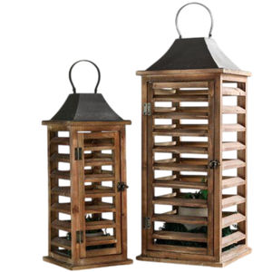 Bois de qualité exclusif avec accents de lanterne en métal bronze Lanterne suspendue en bois décorative pour la maison élégante pour la décoration de Noël - Product Image 4