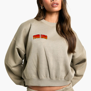 Personalizado de manga larga 100% algodón polar Sudadera con capucha frontal personalizado DTG impreso Logo negro moda señoras Streetwear - Product Image 1