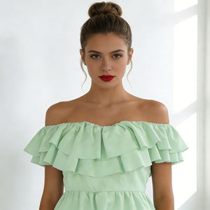 Mono Elegante con Volantes y Hombros Descubiertos, Holgado y Transpirable para Verano, Primavera, Playa, Escapadas a Resort, Uso Diario Informal, Gran Venta 2026 - Product Image 2